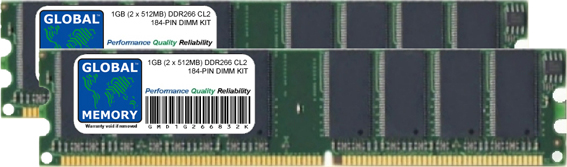1GB (2 x 512MB) DDR 266MHz PC2100 184-PIN DIMM MEMORY RAM KIT FOR PC DESKTOPS/MOTHERBOARDS